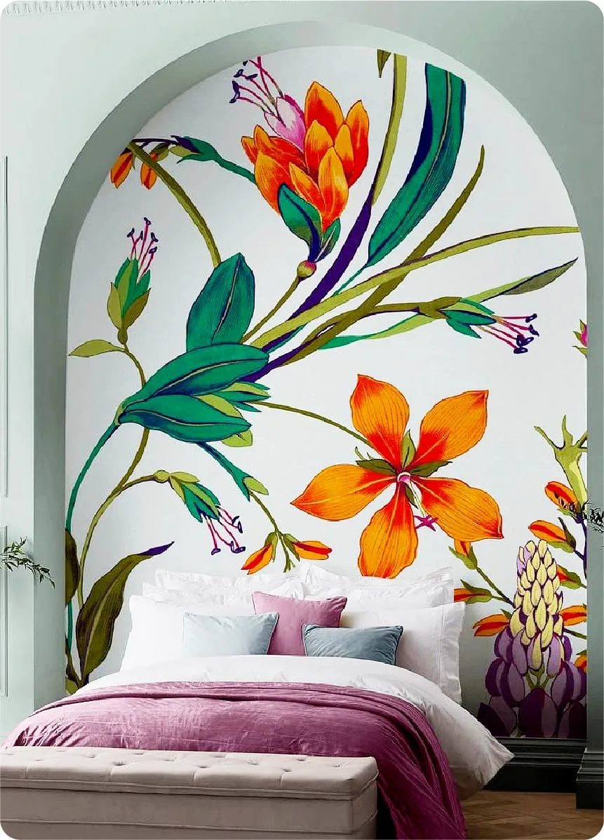 Bedroom Botanists Scroll Vivant Bespoke Mural